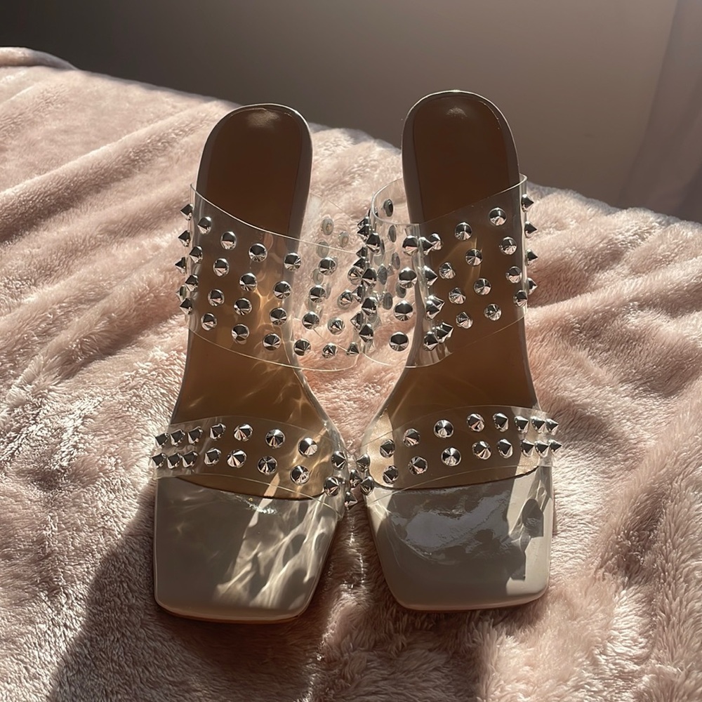 Women's Studded Clear Mules